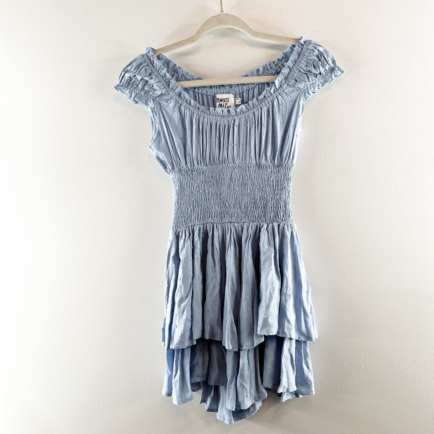 Princess Polly Love Galore Ruffle Romper Blue 0