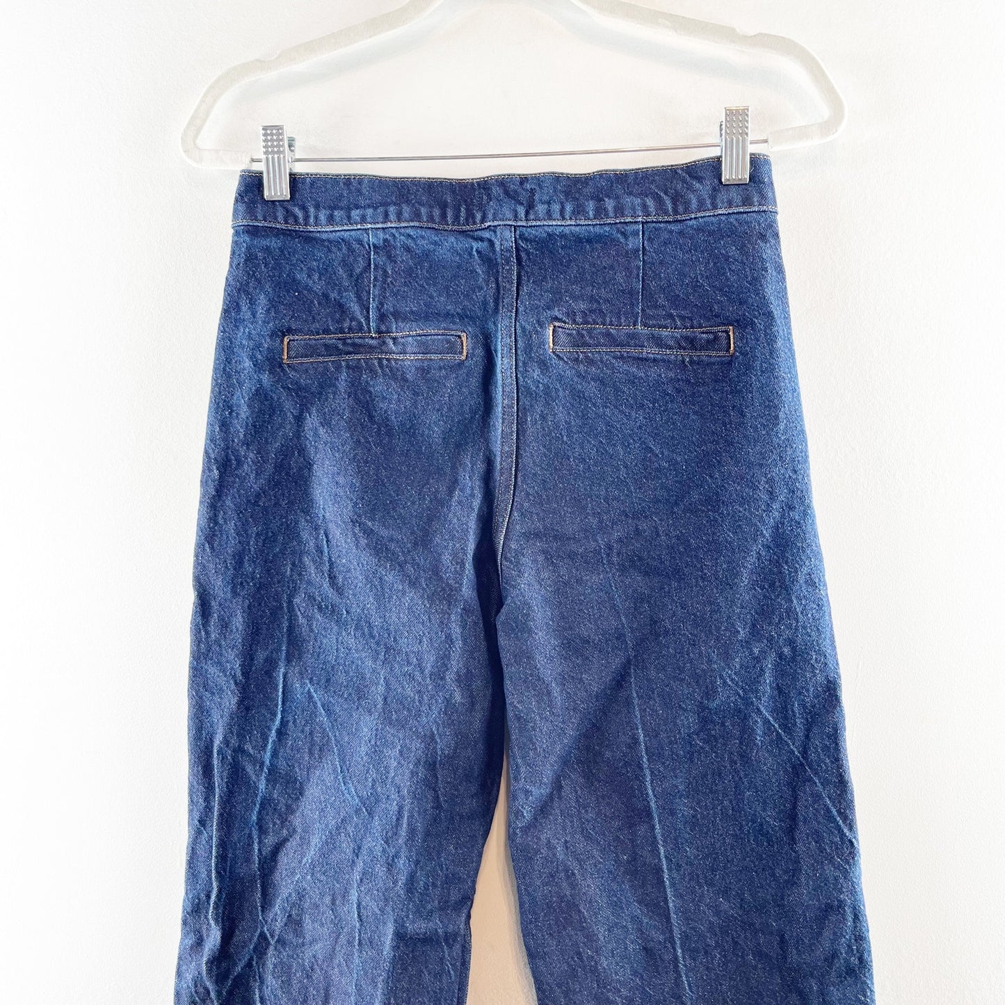 Express High Rise Wide Leg Exposed Double Zipper Dark Wash Jeans 4 Petite