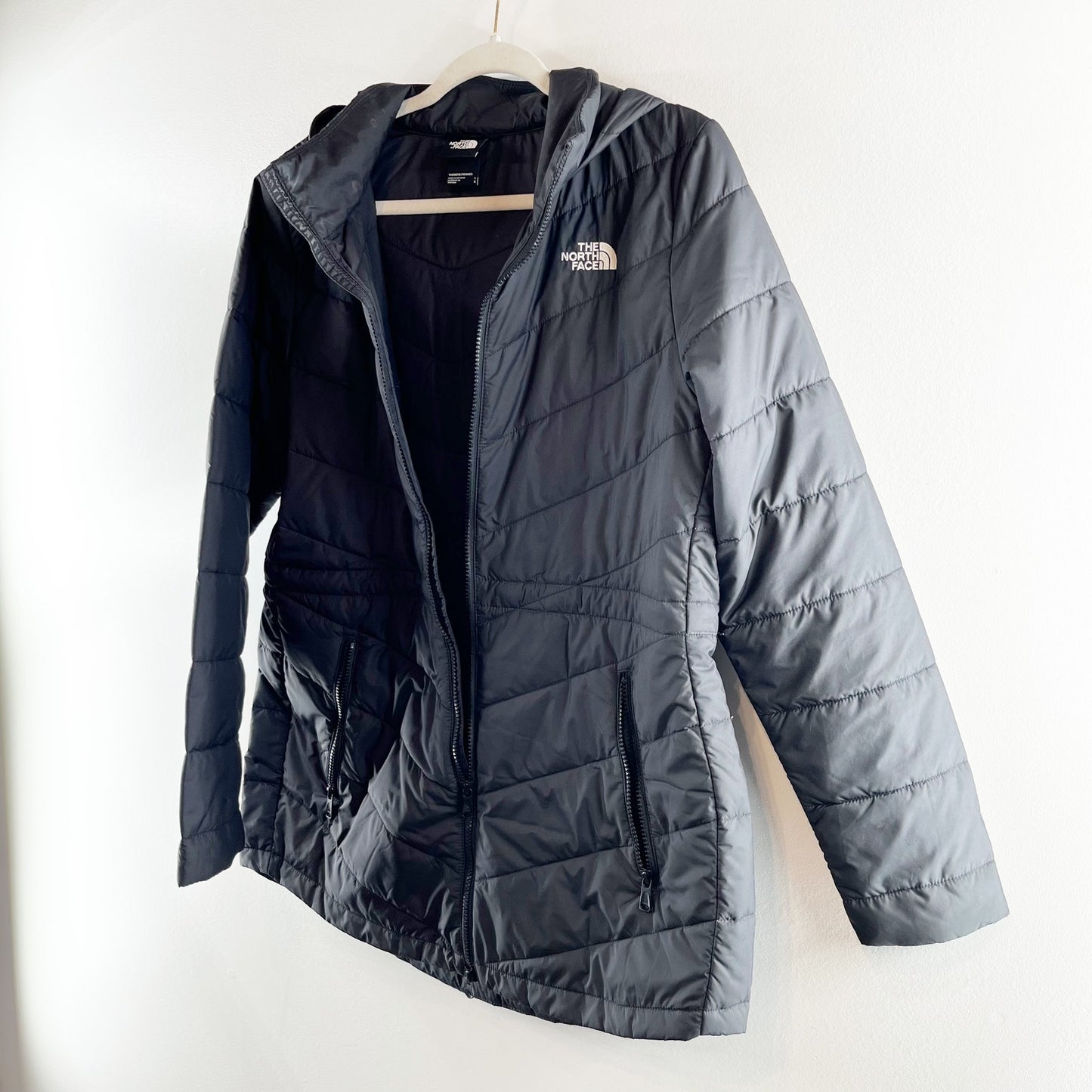 The North Face Tamburello Hooded Full Zip Quilted Parka Puffer Jacket Black L