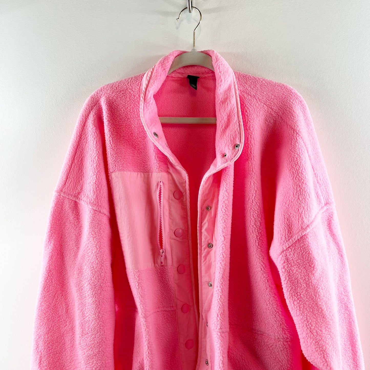 Wild Fable Snap Button Up Fleece Sherpa Jacket Neon Pink XXL