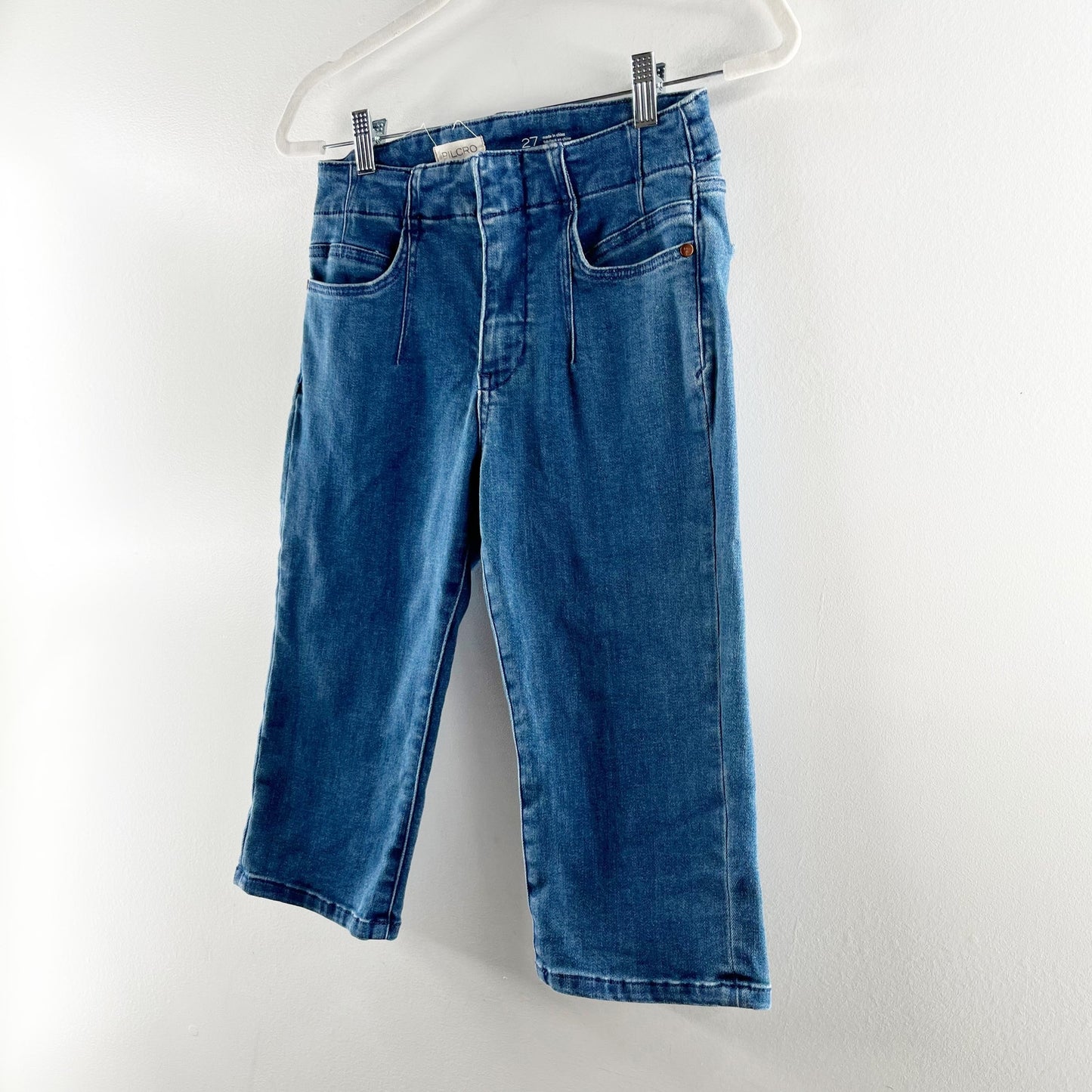 Pilcro High Rise Straight Leg Denim Regular Fit Capri Jeans Blue Wash 27