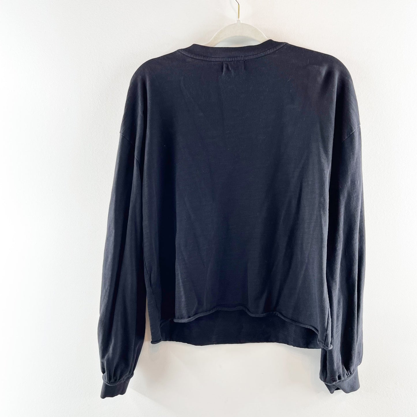 Nation LTD 100% Cotton Long Sleeve Wyatt V-Neck Sweatshirt Black Medium