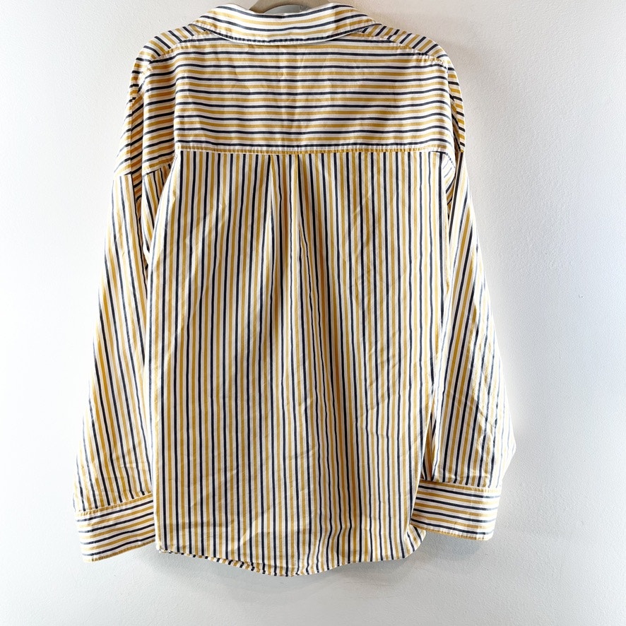 Favorite Daughter The Ex-Boyfriend Striped Button Down Shirt Yellow Blue Large