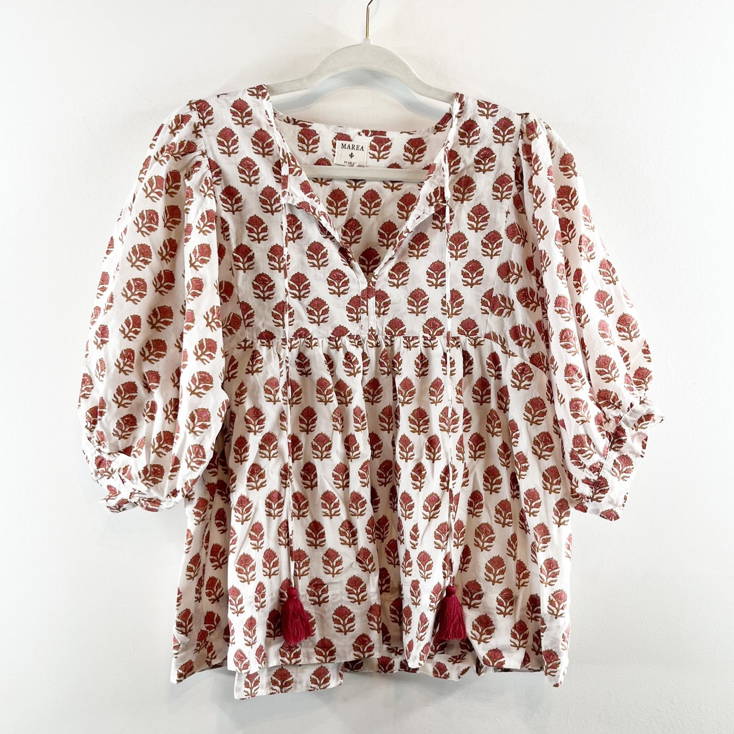 Marea Steph Shell Top Blouse in Bordeau White Small