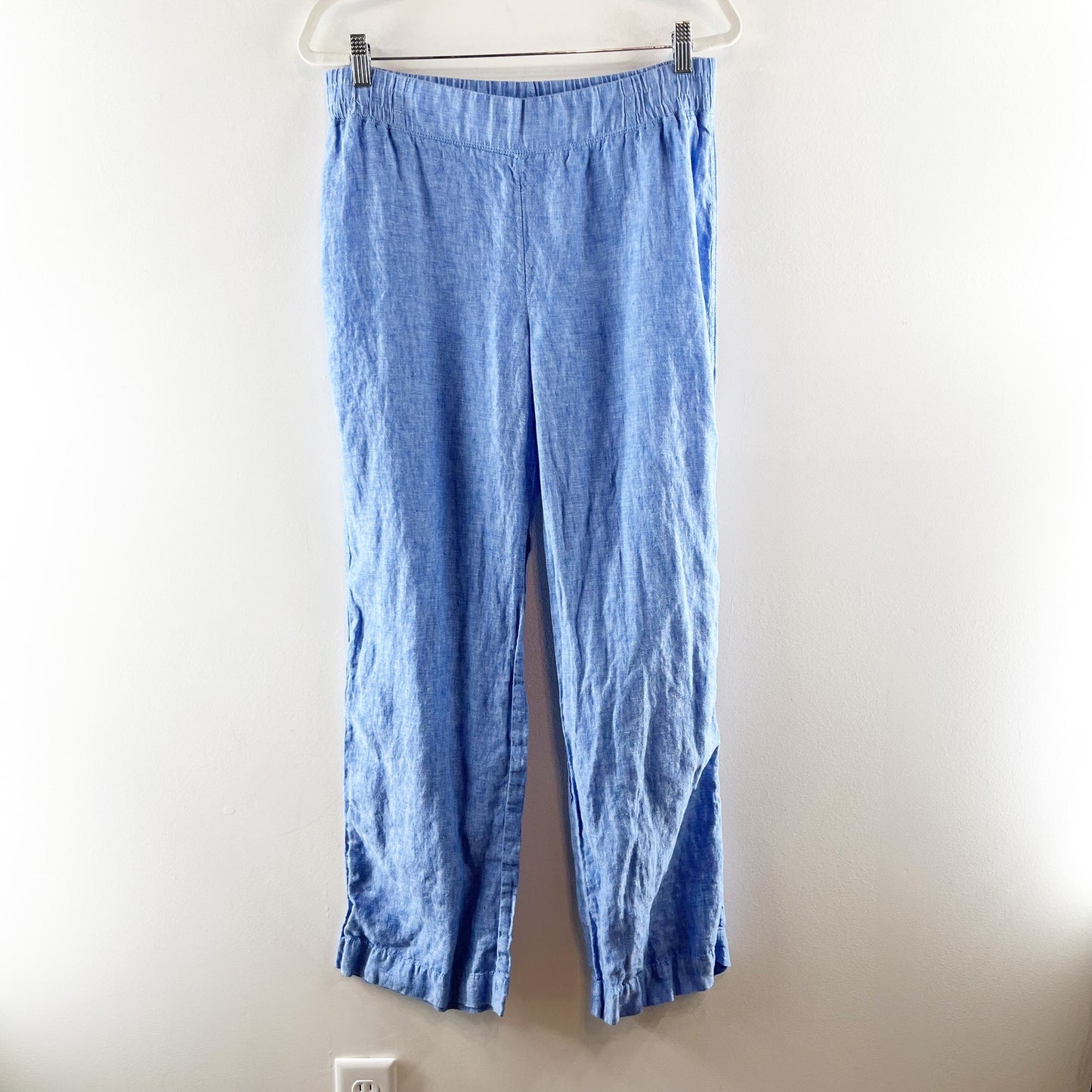 Lilly Pulitzer Deri Linen High rise Straight Leg Chambray Pants Blue Medium