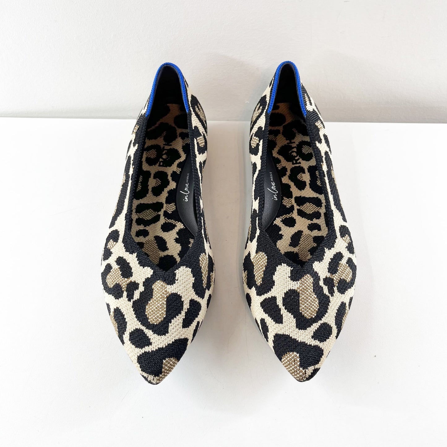 Rothy's The Point Animal Print Slip On Knit Ballet Flats Desert Cat Leopard 9.5