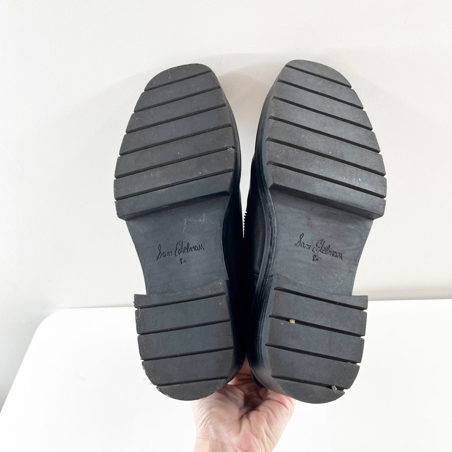 Sam Edelman Linds Ankle Moto Combat Leather Boots Booties Black 8.5