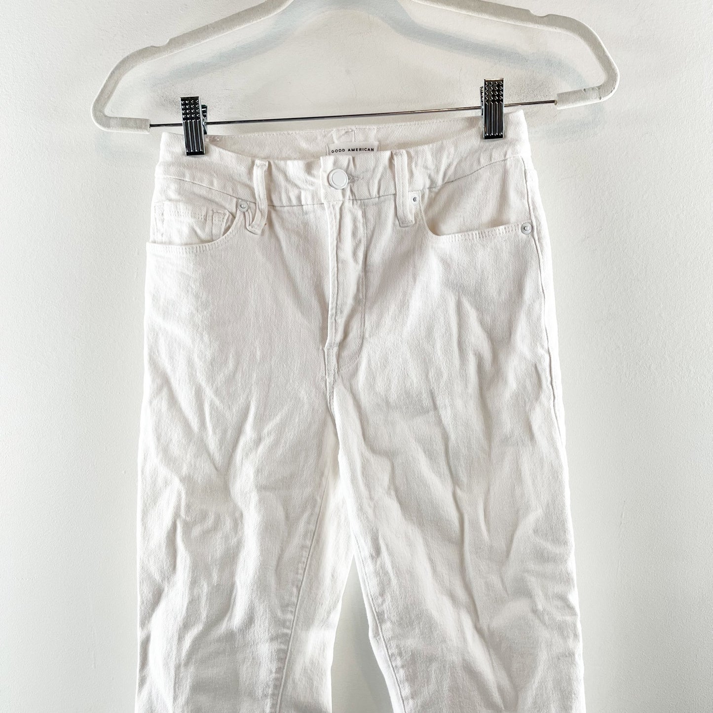 Good American Good Straight High Rise Raw Hem Jeans White 0 / 25