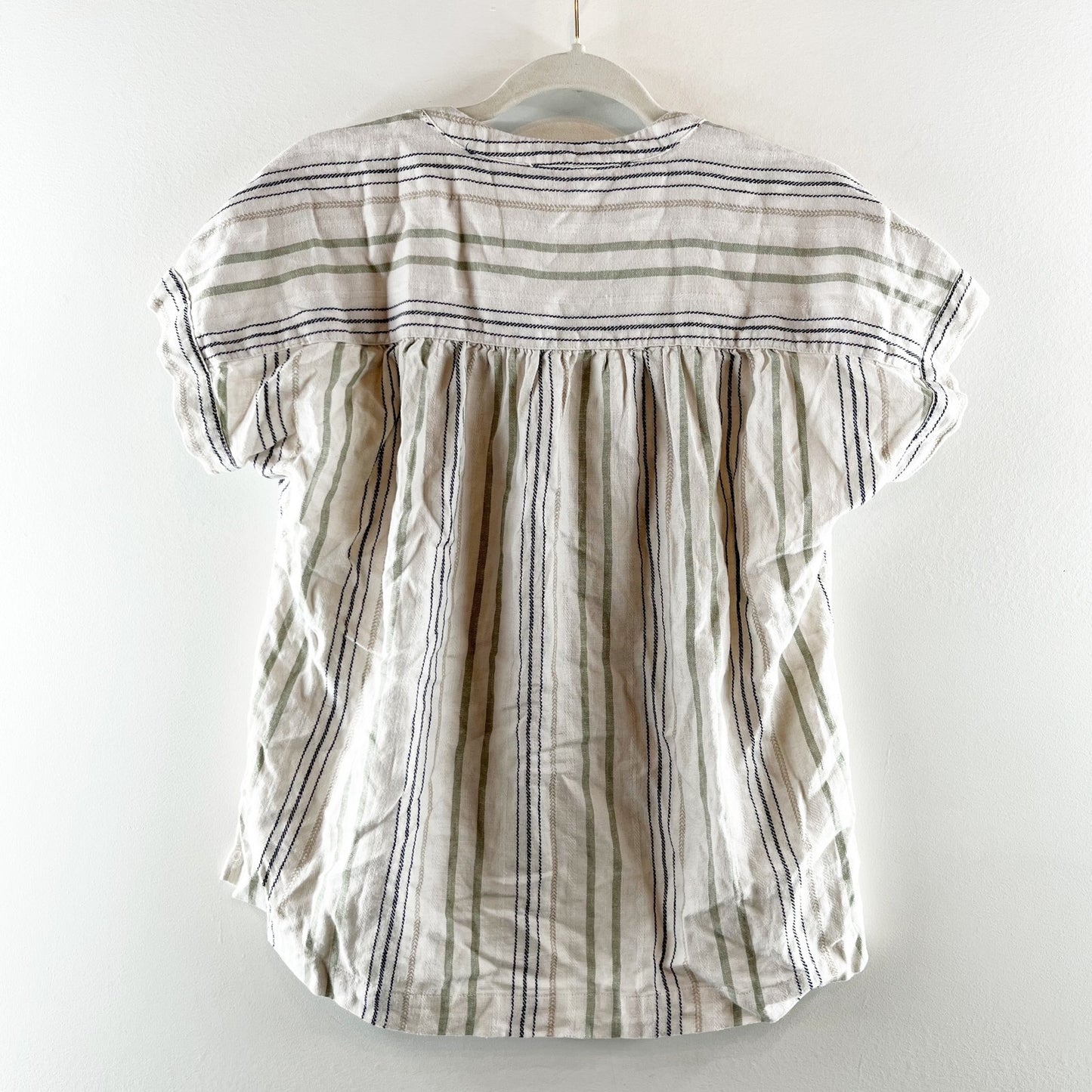 Splendid Short Sleeve Linen Blend Striped Basic Tee Shirt Top Blouse Tan XS