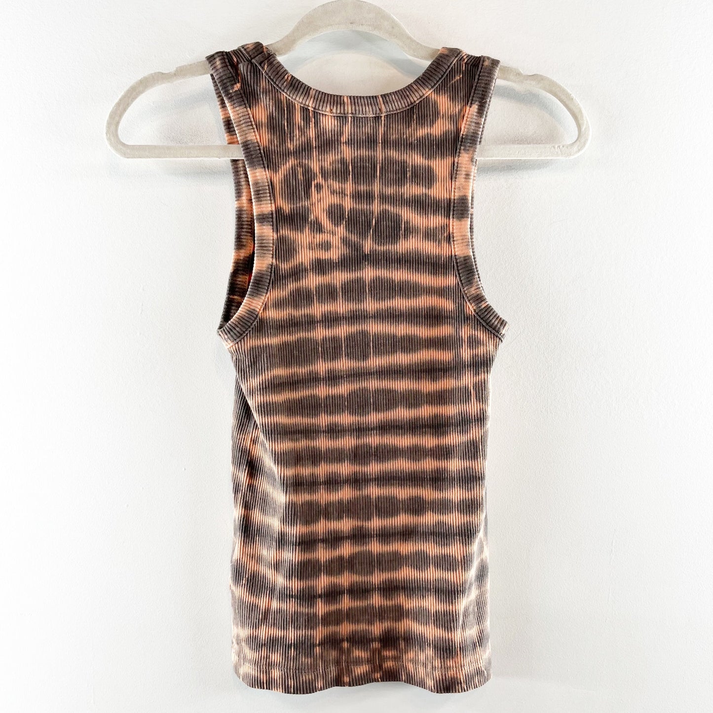 Agolde Poppy Cotton Blend Tie-Dye Sleeveless Racerback Tank Top Brown Small