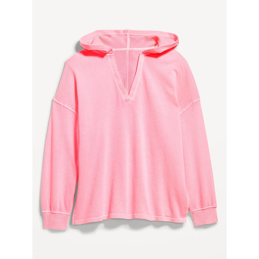 Old Navy Oversized French Terry Hooded Sweatshirt Neon Pink Small