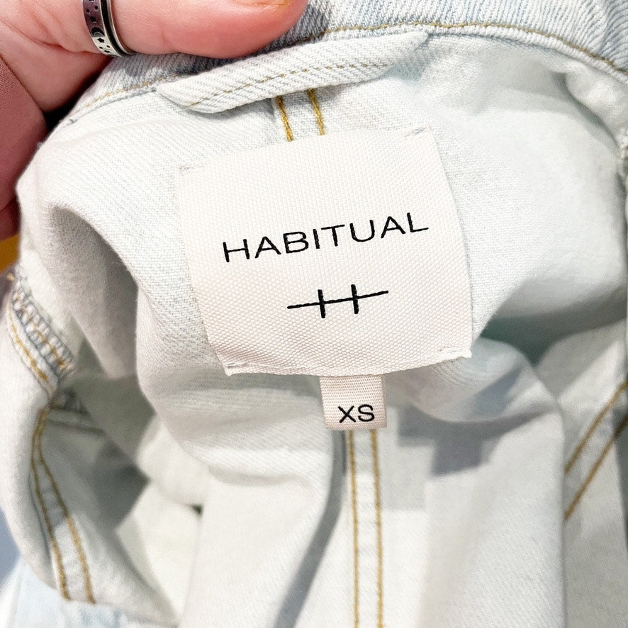 Habitual Oversized Short-Sleeve Denim Cropped Jacket Mist Bleached Blue XS