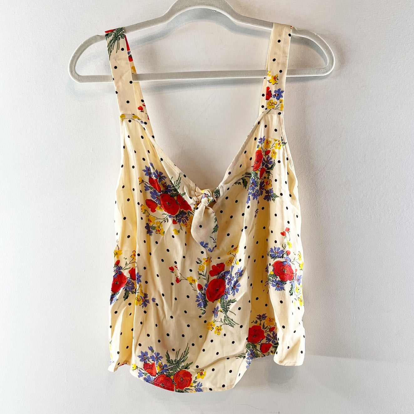 Sezane Denitsa Poppy Floral Sleeveless Tie Detail Tank Top Yellow EU 36 / US 4