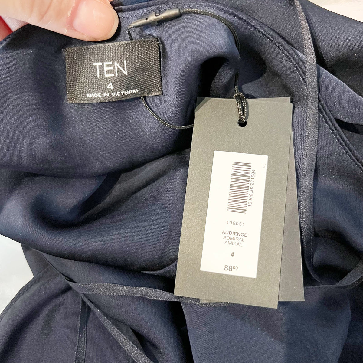 Aritzia Audience High Neck Halter Satin Tank Top Admiral Navy Blue 4