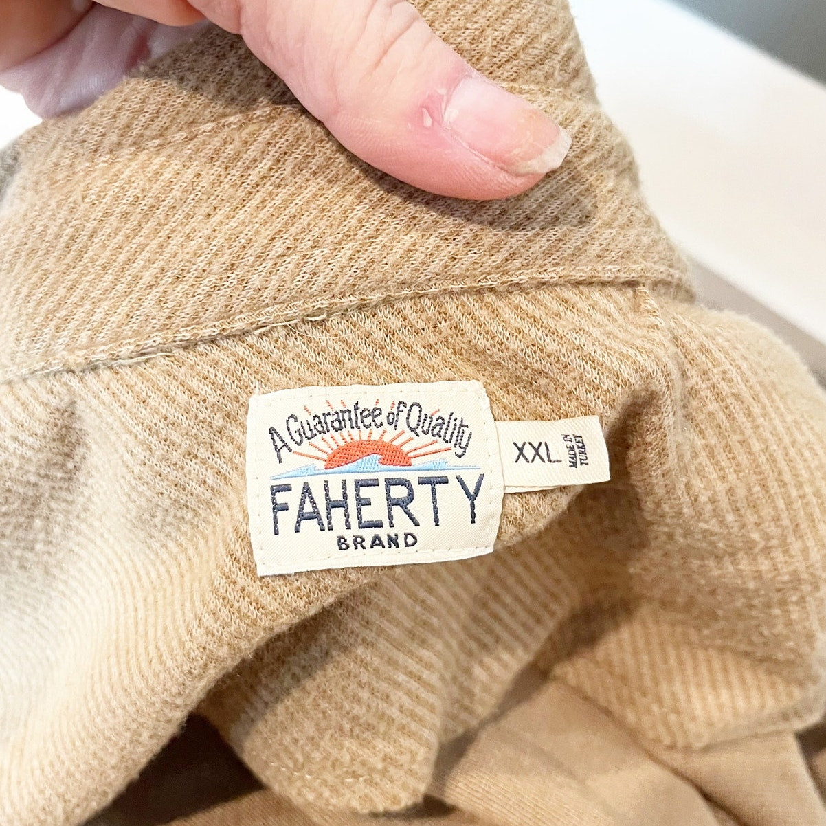 Faherty Legend Sweater Button Up Shirt Tan Camel Beige XXL