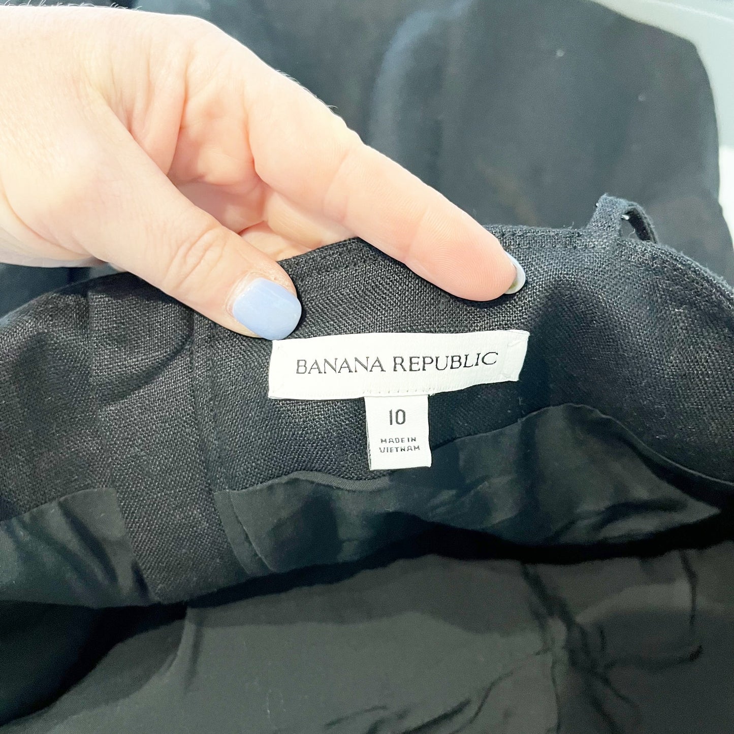 Banana Republic 100% Linen Sweetheart Mini Fit & Flare Dress Black 10