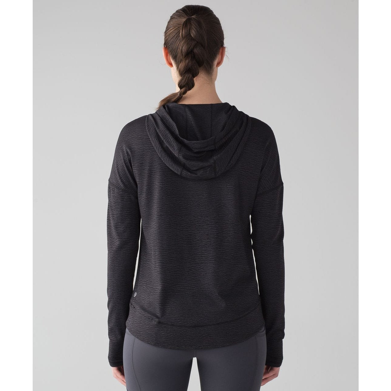 Lululemon Squad Goals Hoodie Sheer Luon Pebble Jacquard V2 Black Blue Tied 6