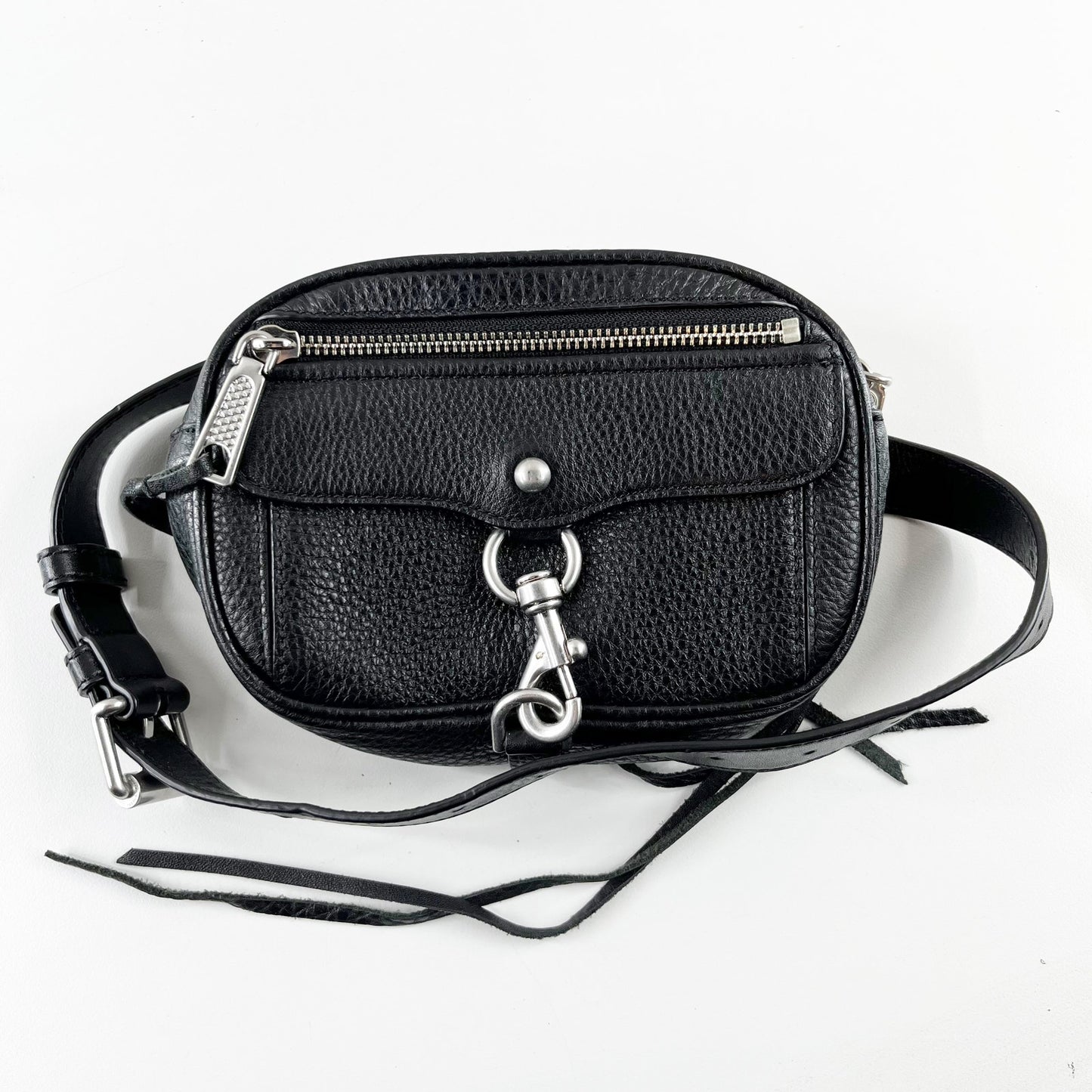 Rebecca Minkoff Blythe Pebbled Leather Waist Belt Crossbody Bag Black