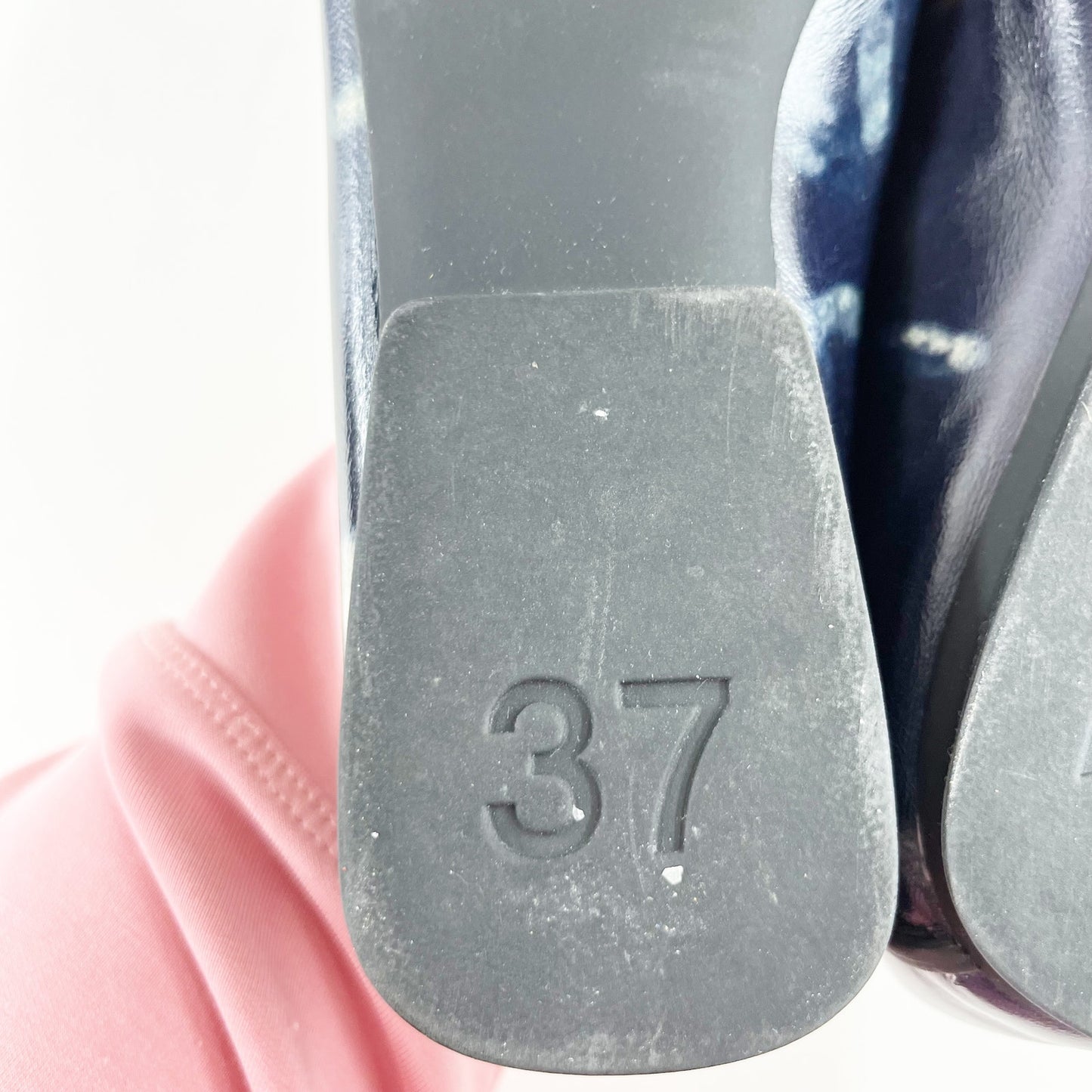 Camper Casi Myra Square Toe Leather Ballet Flats Blue Black 37 / 6.5