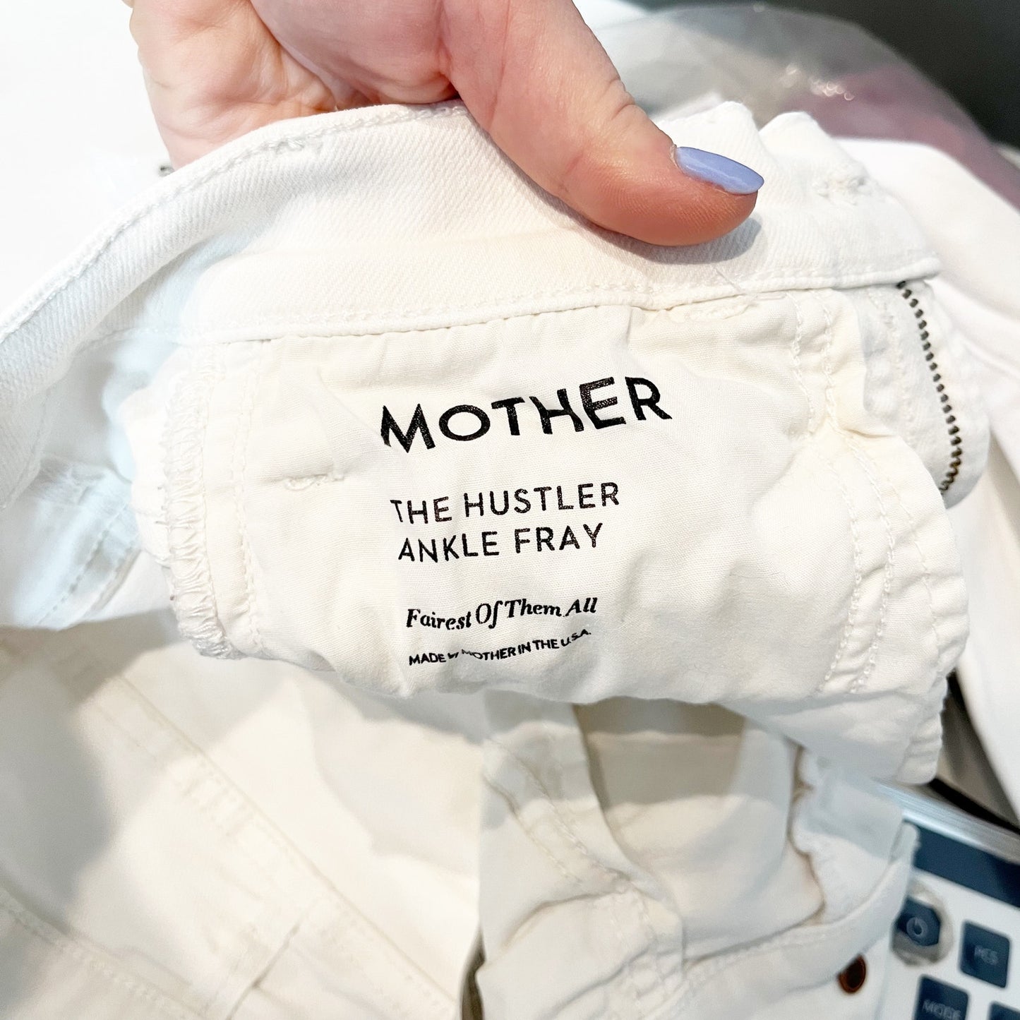 Mother The Hustler High Waisted Ankle Fray Jeans Fairest Of Them All White 24