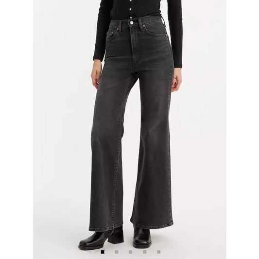 Levi's High Rise Ribcage Bell Flare Jeans Dark Wash Black 25