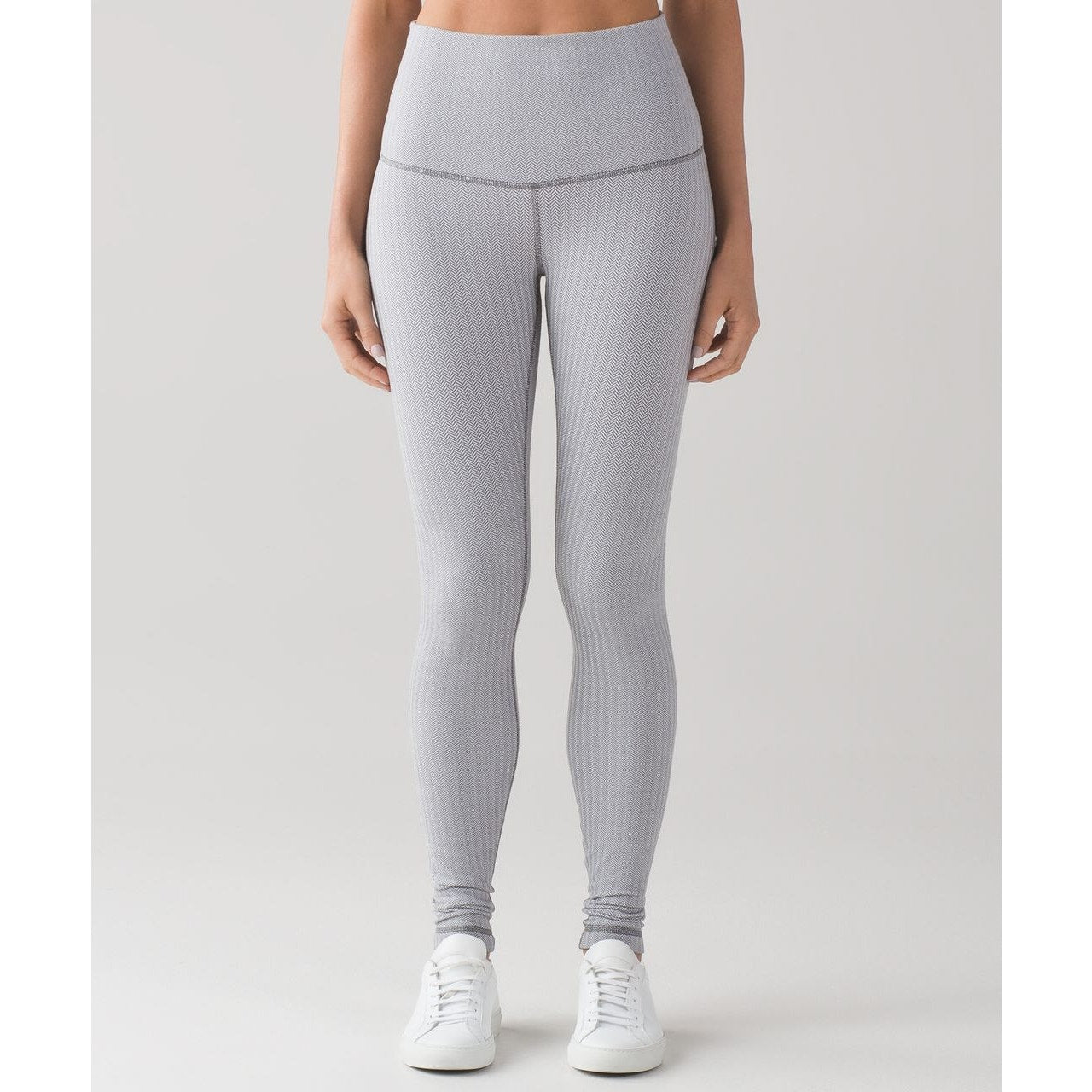 Lululemon Wunder Under High Rise Leggings Heathered Herringbone White Slate 8