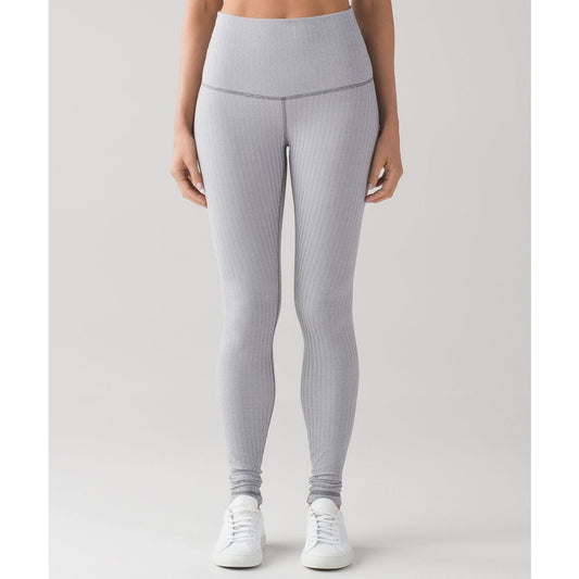 Lululemon Wunder Under High Rise Leggings Heathered Herringbone White Slate 8