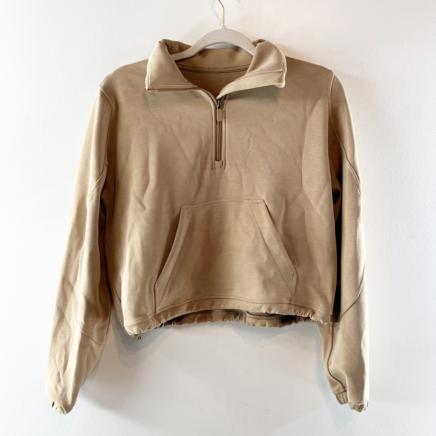 Lululemon Brushed Softstreme Half Zip Cropped Pullover Sweatshirt Neutral Tan 4