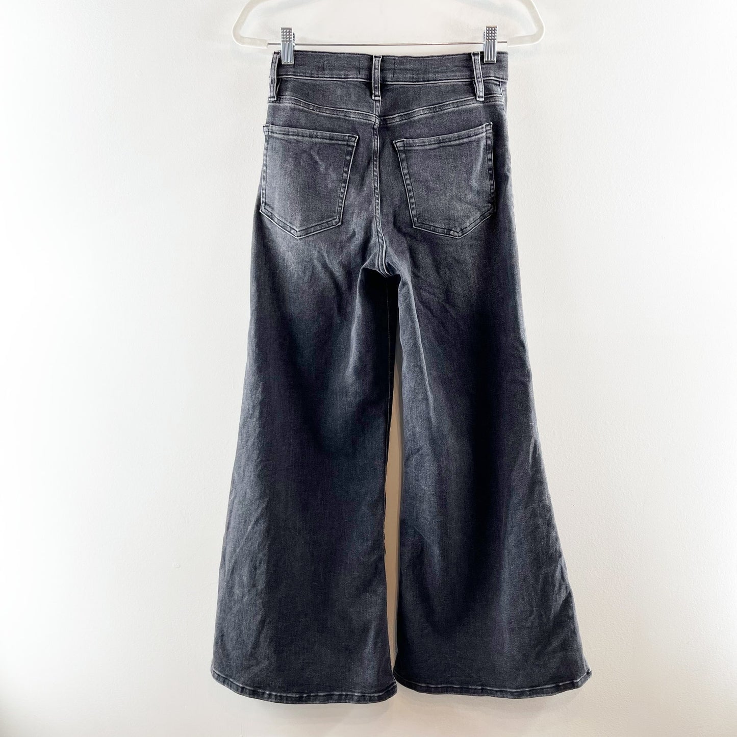 Frame Le Palazzo High-Rise Cropped Wide-Leg Flare Jeans Atmosphere Black 27