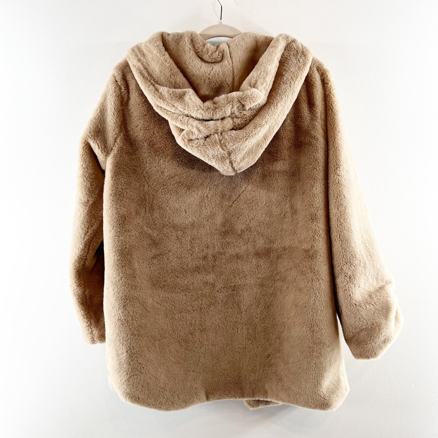Janice Apparel Long Sleeve Sherpa Hoodie Jacket Beige Brown One Size