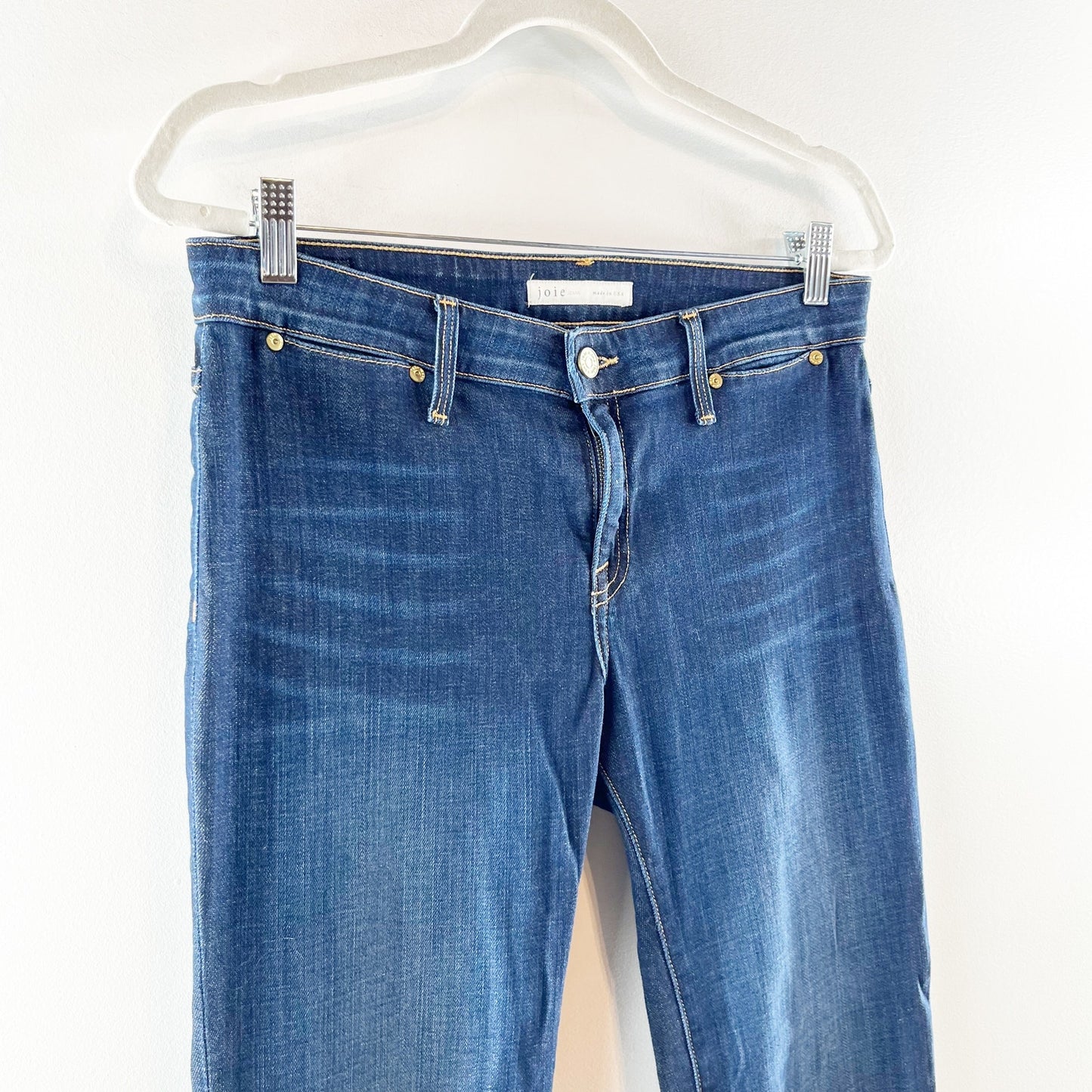 Joie Ravine Mid Rise Whiskered Denim Flare Leg Jeans Blue 29 / 8