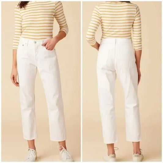 Agolde Parker High Rise Button Fly Crop Straight Leg Jeans White 27 / 4