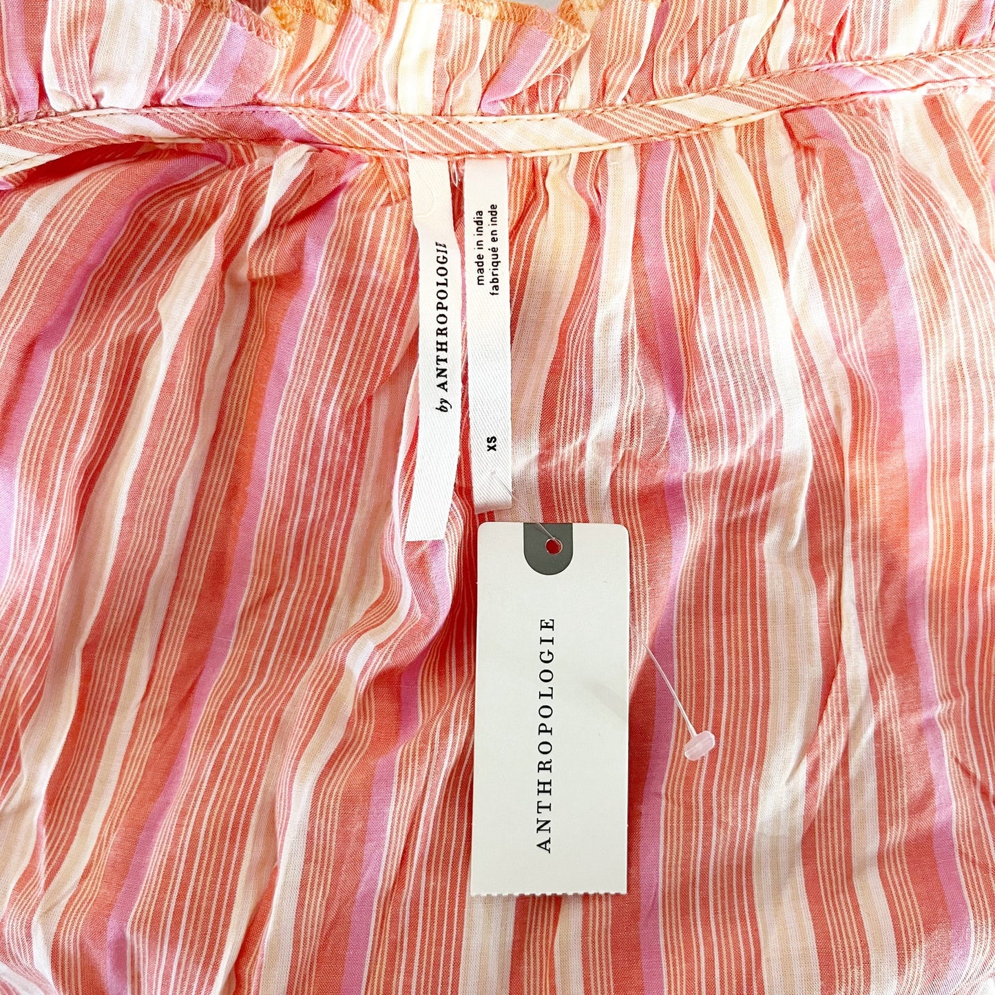 Anthropologie Visayas Striped Cropped Wide Leg Jumpsuit Pink Orange XS