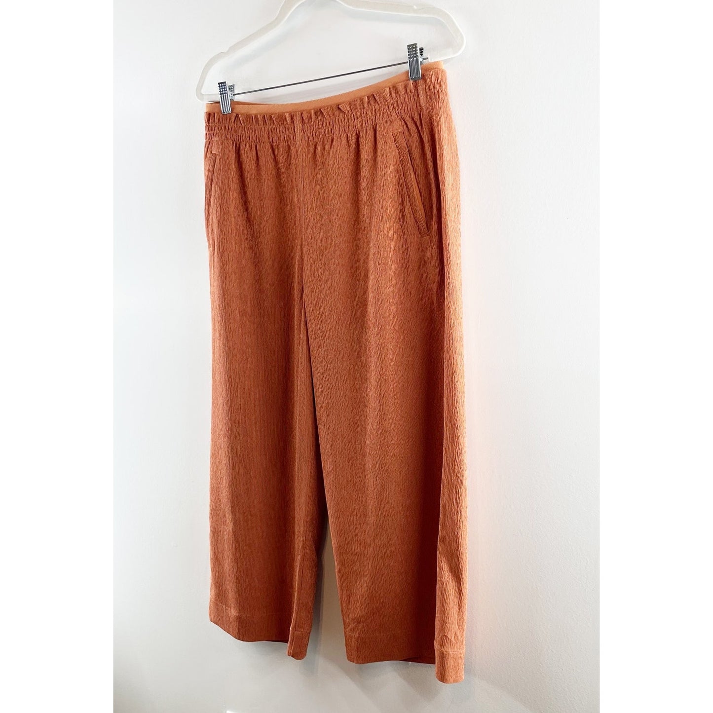 Athleta High Rise Echo Wide Leg Cropped Pants Bronze Orange 12