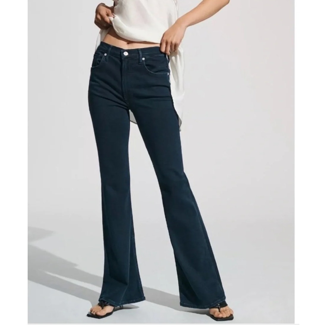 Citizens of Humanity Isola High Rise Flare Jeans Dark Wash Denim Blue 24