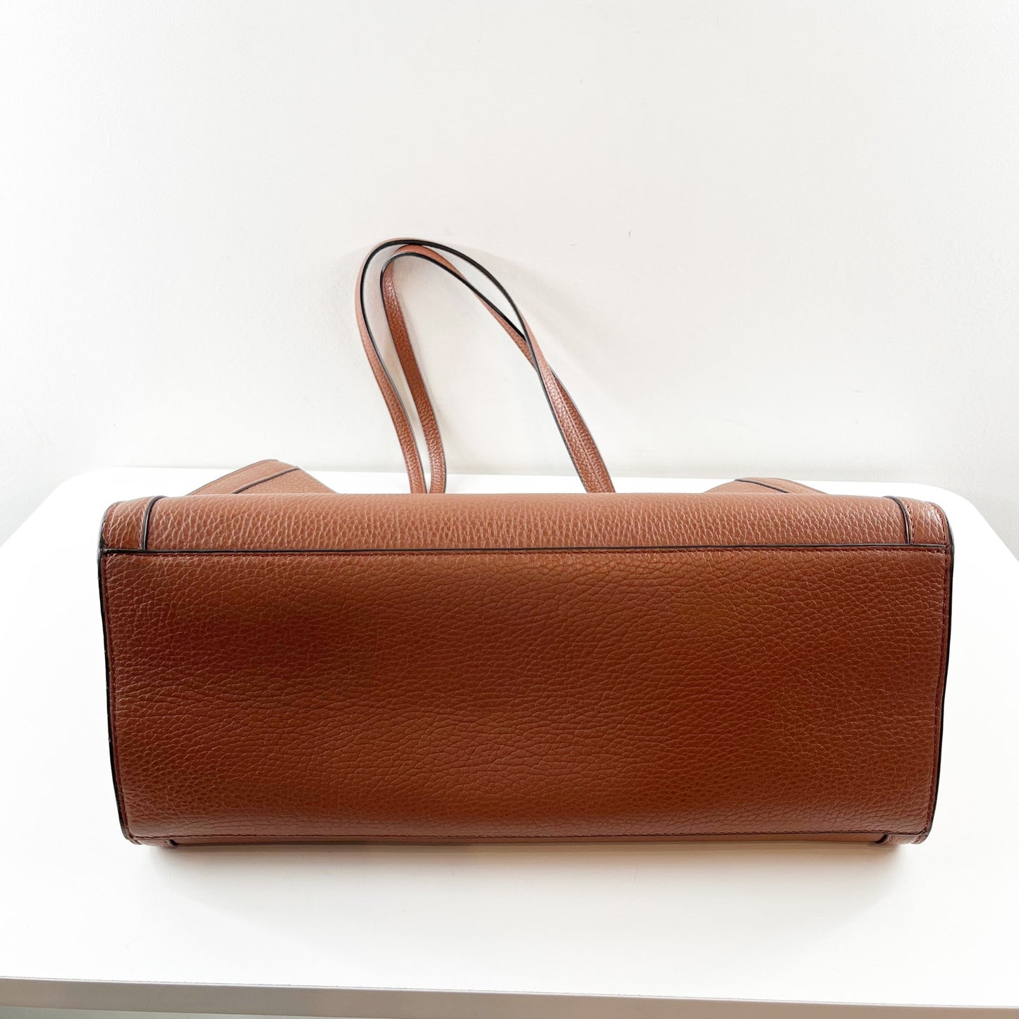 Banana Republic Large Leather Rectangle Structured Tote Bag Brown