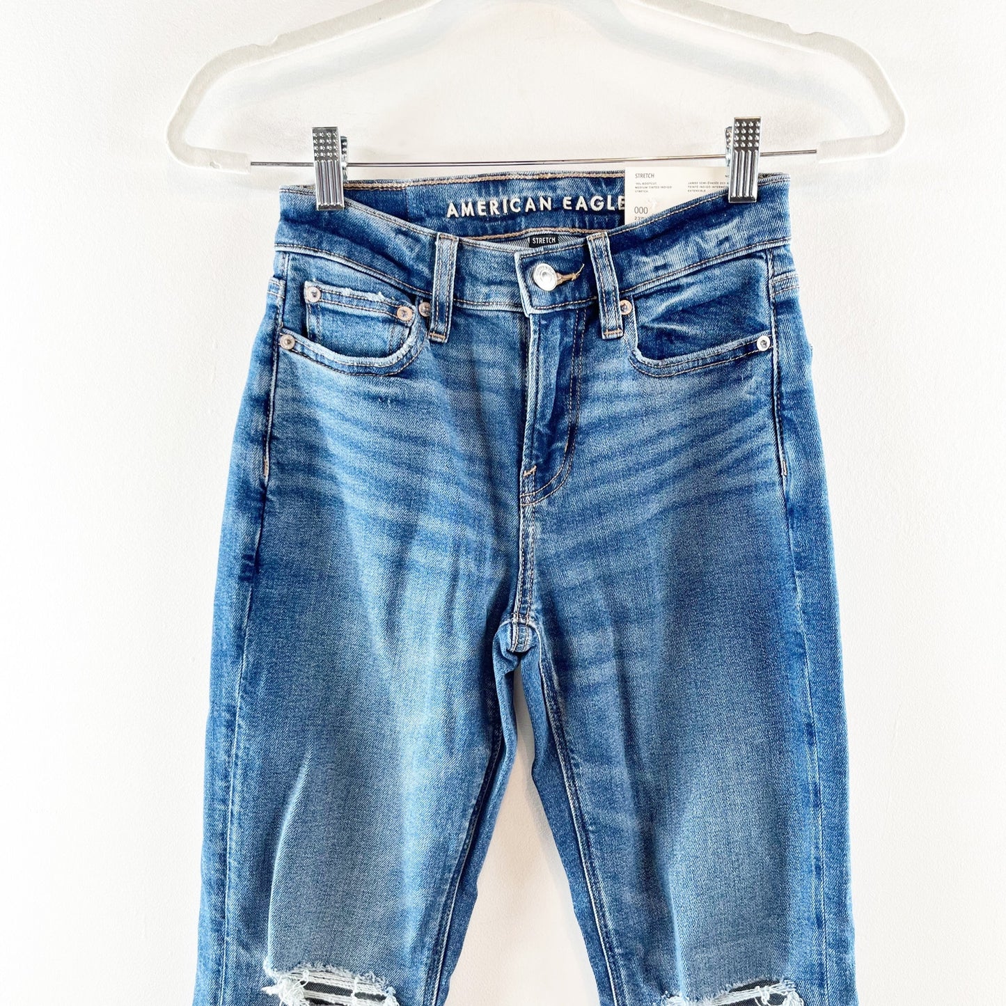 American Eagle Outfitters High Rise Stretch 90s Bootcut Jeans Blue 000 Short
