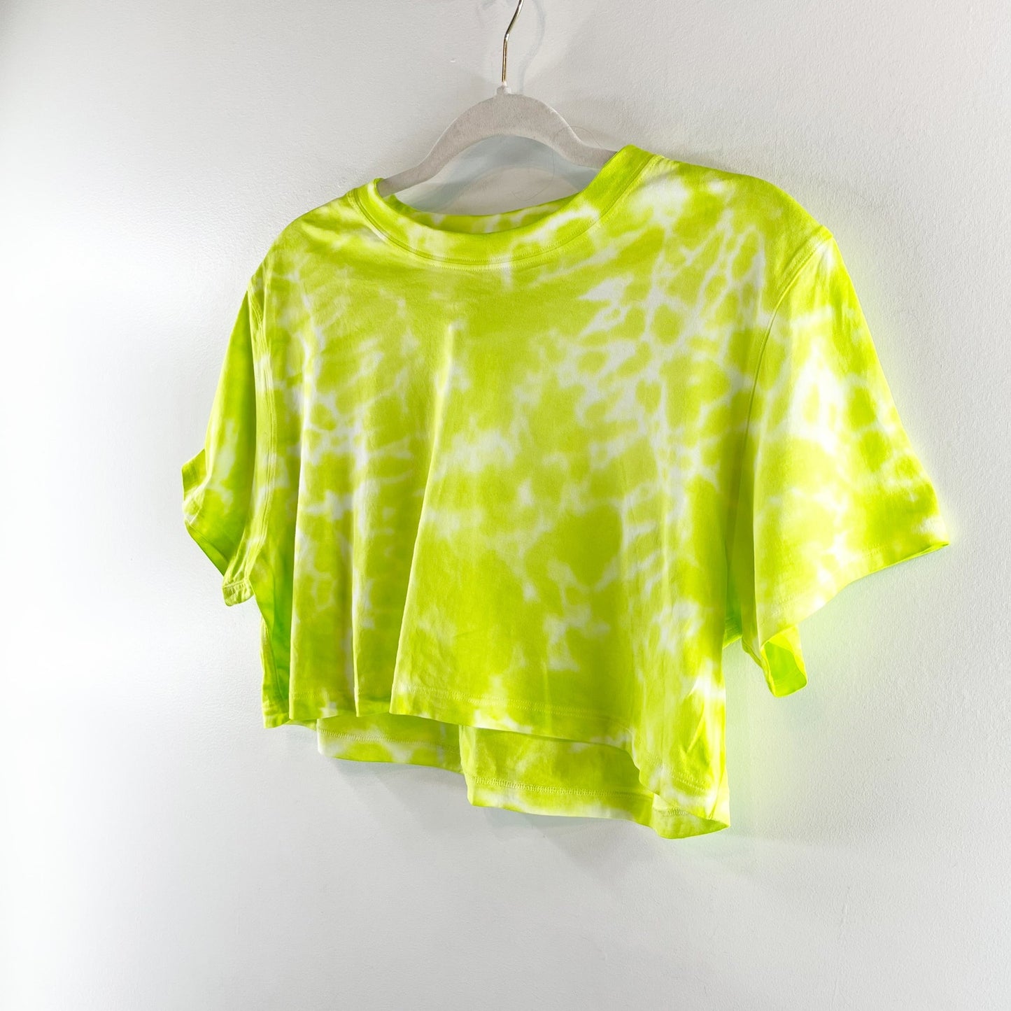 Lululemon All Yours Cropped Cotton T-Shirt Tie Dye Neon Yellow Medium