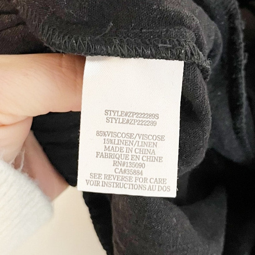 Z Supply High Rise Wide Leg Farrah Linen Blend Pants Trousers Black XS