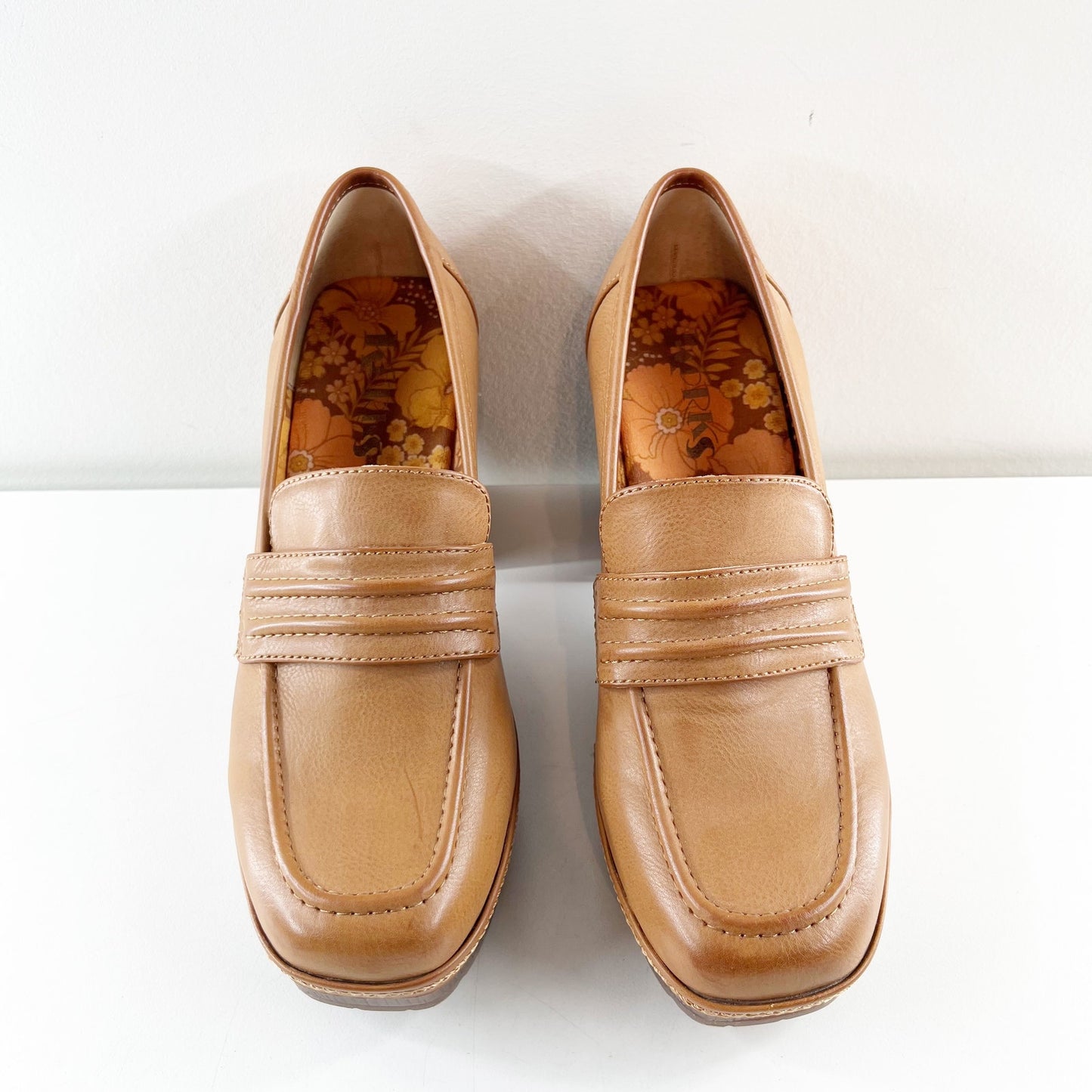 Korks Regina Penny Loafer Platform Oxford Heeled Shoe Brown 7.5