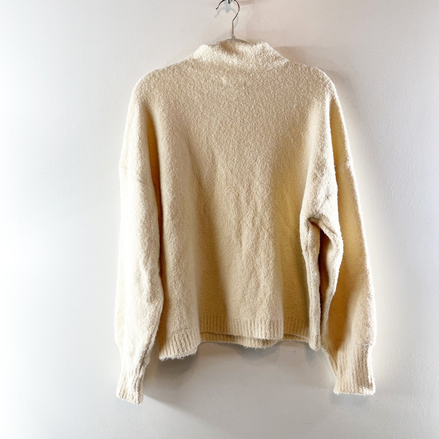 Marled Mock Neck Long Sleeve Nubby Textured Sweater Cream XL