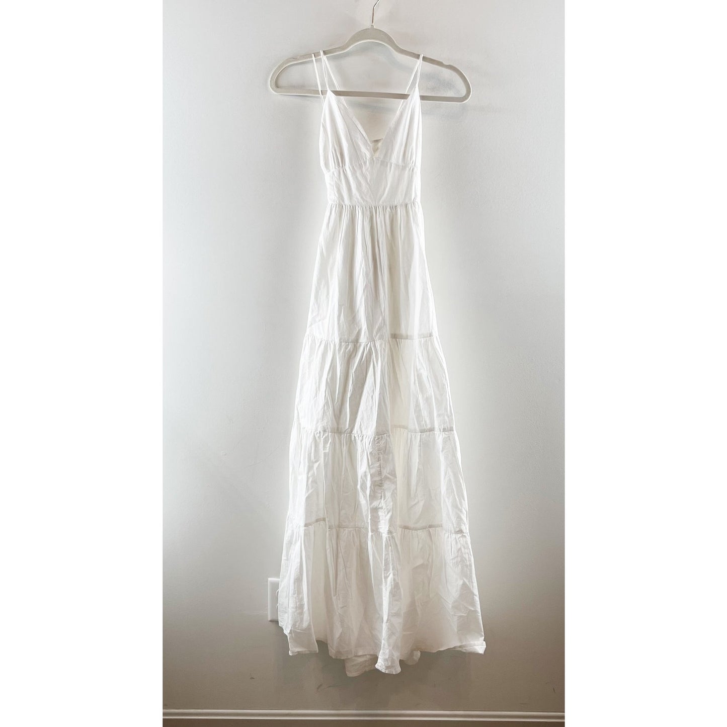Lspace Laina Tiered Cotton Poplin Cover-Up Maxi Dress Cream White Medium