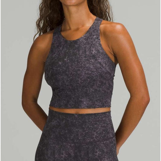 Lululemon Invigorate Training Tank Top Denim Wash Print Dusky Lavender Black 6