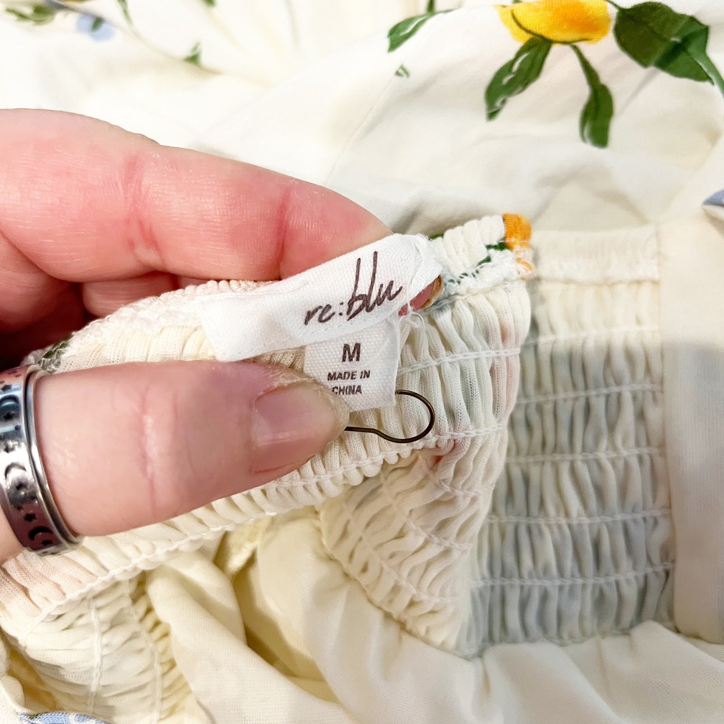 Re:Blu Floral Tie Strap Maxi Dress White Yellow Medium