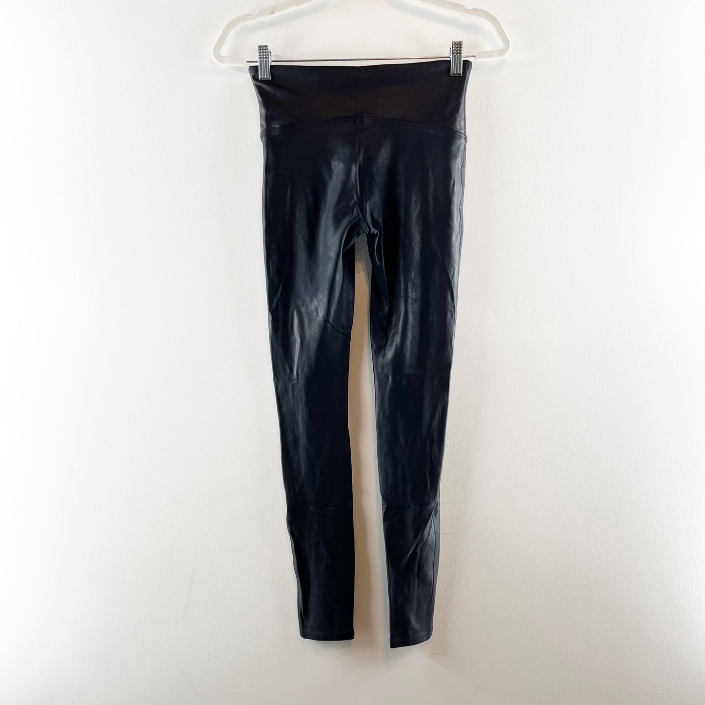 Spanx Faux Leather Pull On High Rise Shaping Skinny Ankle Leggings Black Medium