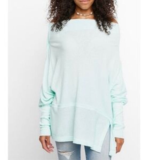 Free People We The Free Londontown Long Sleeve Thermal Tunic Shirt Mint Small