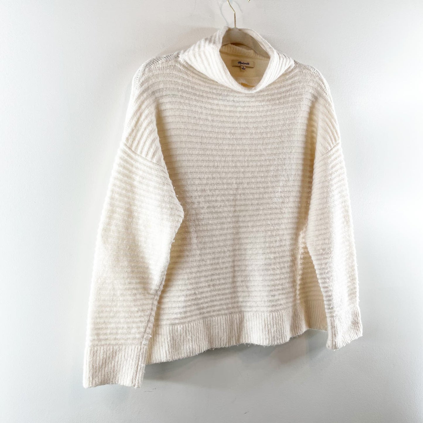 Madewell Belmont Mockneck Ivory Antique Cream Sweater in Coziest Yarn Medium