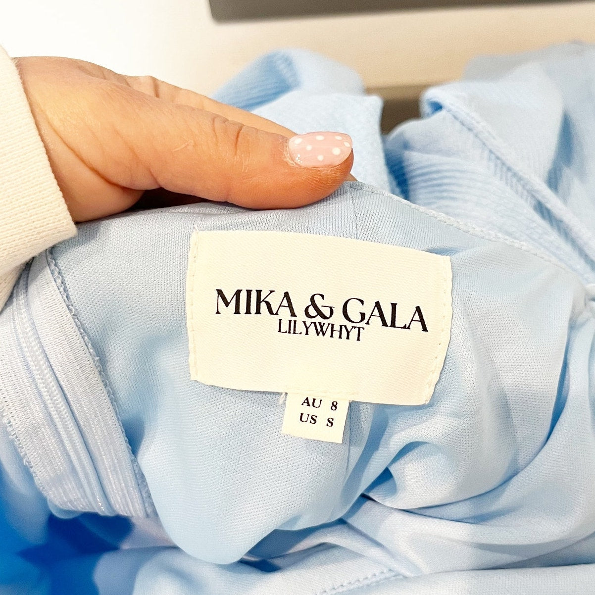 Mika & Gala by Lilywhyt Puff Sleeve Halter Neck Maxi Dress Light Blue Small