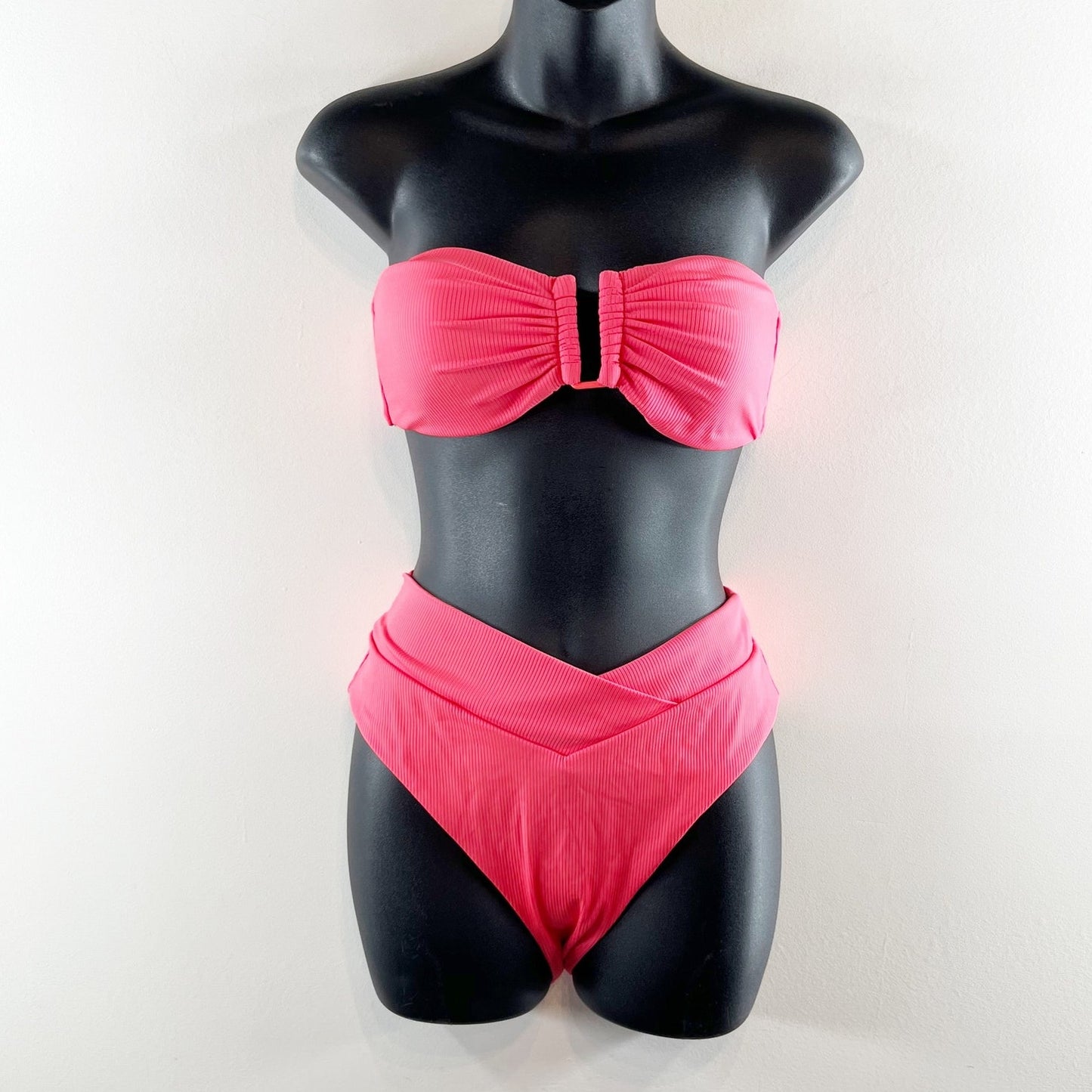 Victoria's Secret Notched U Bandeau Strapless High Rise Bikini Pink Medium