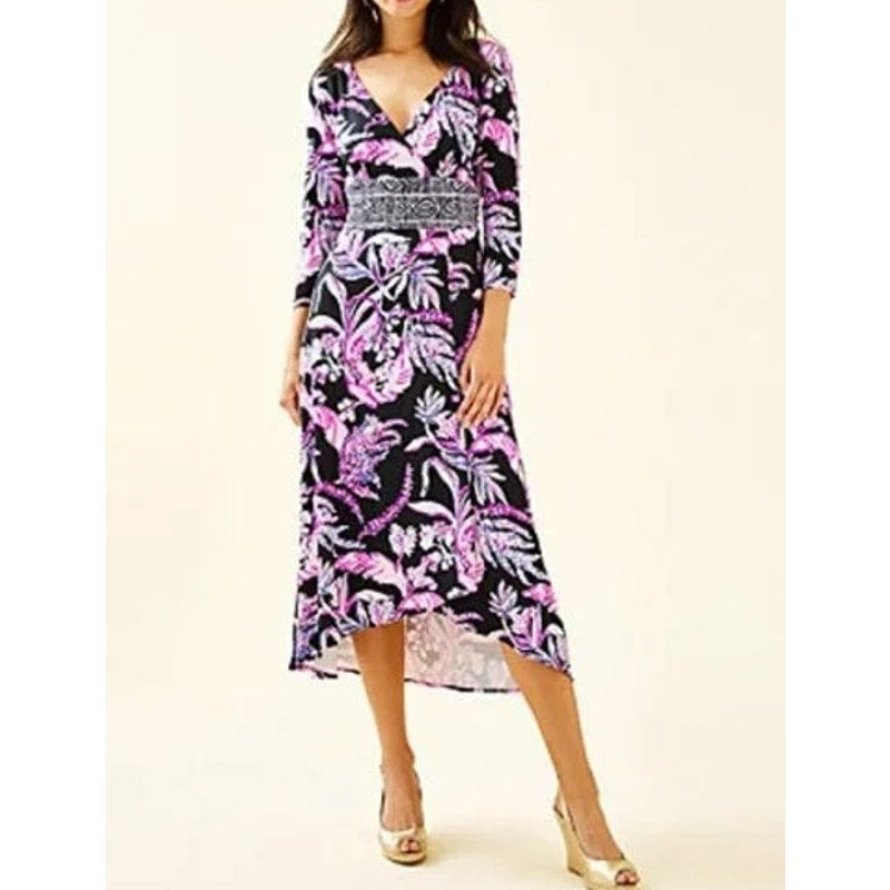 Lilly Pulitzer Fleuris Midi Dress Onyx Wild Within Floral Medium